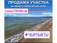 Продаётся участок на берегу Иссык-Куля: 6 соток, 15 на 40 село Чырпыкты