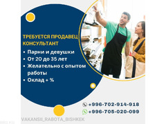 Требуется продавец консультант. Парни и девушки. Желательно с опытом работы