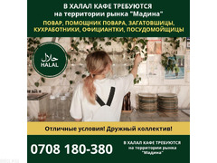 В халал кафе требуются повара, помощники повара, официантки, заготовщицы